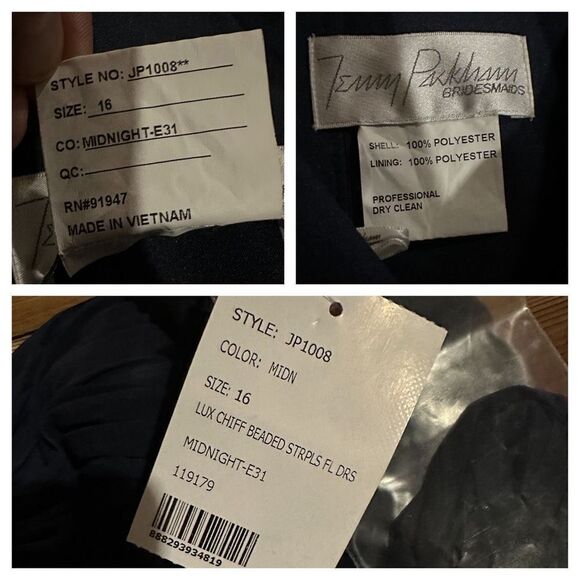 NWT Jenny Packham Lux Chiffon Beaded Maxi Dress sz 16 in Midnight navy blue - Picture 5 of 10